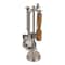 Hello Honey 5-Piece Stainless Steel and Mango Wood Bar Tools with Stand, Nickel Finish and Natural
